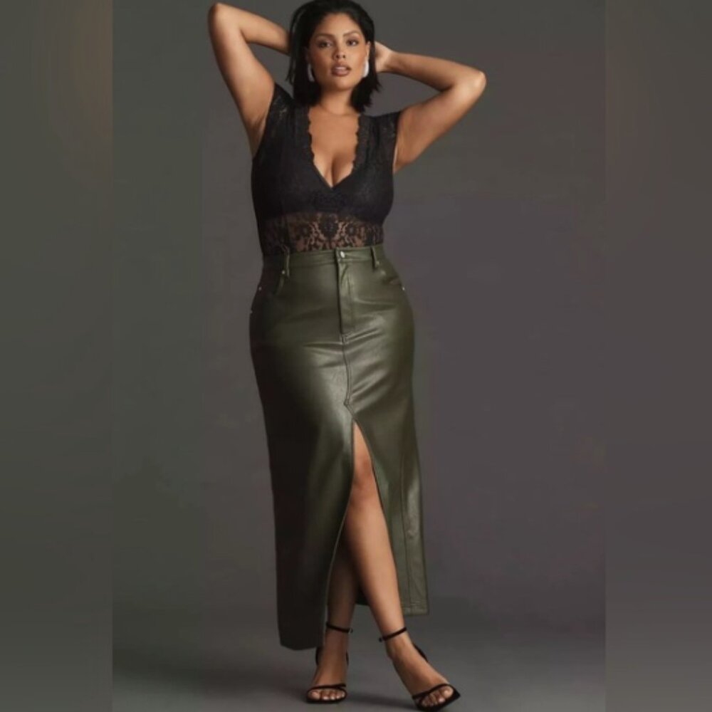Anthropologie Olive Midi Skirt